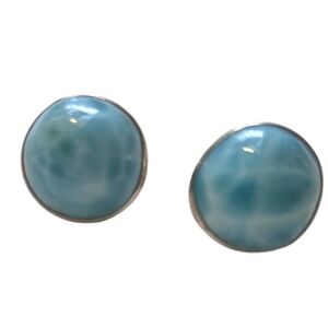 Genuine and Natural Caribbean Blue Larimar Mexico 925 MS-146 Taxco 8mm Studs